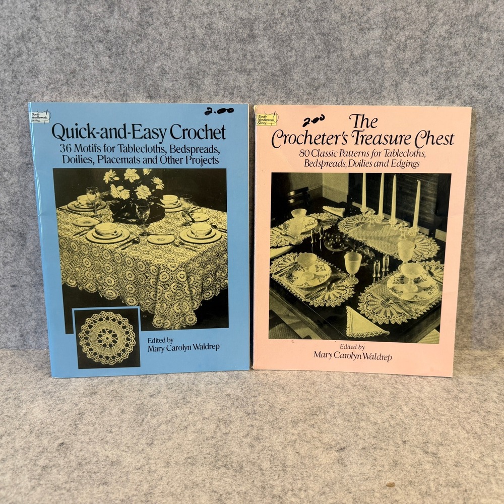 Set‎ of 2 Vintage Crochet Pattern Books - DIY Crochet Tablecloths Doilies & more